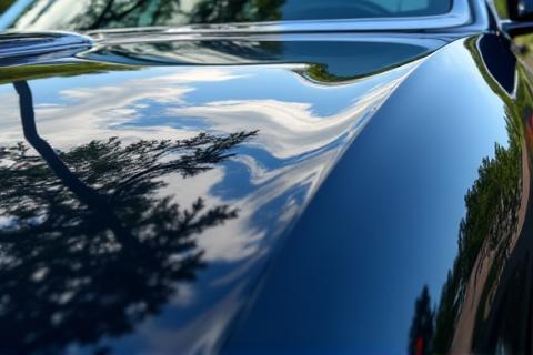 Close up of shiny car paint after detailing